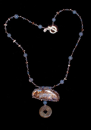 Blue Chalcedony with Boulder Opal
